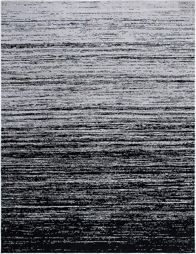 SAFAVIEH Area Rug 9x12 - Adirondack Collection - Large - Silver & Black, Modern Ombre Design, Non Shedding & Easy to Clean, Ideal for Living Room, Bedroom, Office, Dining Space (ADR113A)