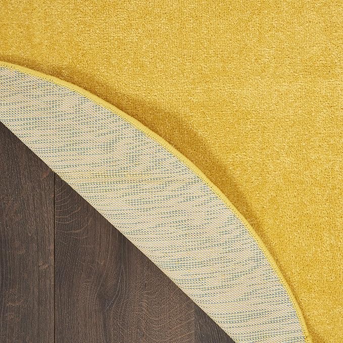Nourison Home Nourison Essentials Yellow 6' x Round Area Rug - Easy Clean, Non Shedding, Bed Room, Living Room, Dining Room, Kitchen (6' x Round)