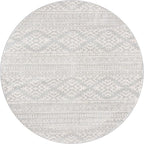 SAFAVIEH Tulum Collection Area Rug - 5' Round, Light Grey & Ivory, Moroccan Boho Tribal Design, Non-Shedding & Easy to Clean, Ideal for Living Room, Bedroom, Dining Space (TUL272F)