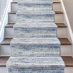 Well Woven Custom Size Hallway & Stair Runner- Harlow Delphi Blue 31 Inches Wide x 13 Feet Long Runner (31" x 13') Runner Rug - Modern Stripes Pattern, Ultra-Soft, Easy-Clean