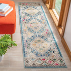 SAFAVIEH Madison Collection Runner Rug - 2'2" x 10', Dark Blue & Yellow, Boho Diamond Distressed Design, Non-Shedding & Easy Care, Ideal for High Traffic Areas in Living Room, Bedroom (MAD418N)