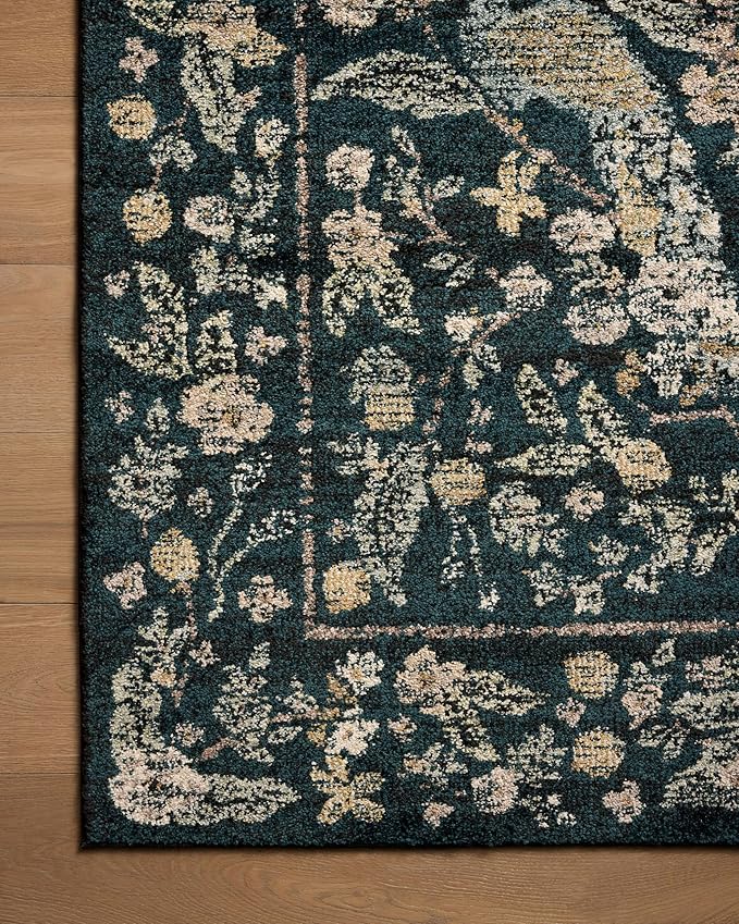 Loloi Rifle Paper Co. Laurel Collection LAU-05 Navy/Multi 5'-3" x 7'-8" Area Rug