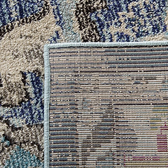SAFAVIEH Monaco Collection Runner Rug - 2'2" x 18', Navy & Light Blue, Boho Chic Medallion Distressed Design, Non-Shedding & Easy Care, Ideal for High Traffic Areas in Living Room, Bedroom (MNC243N)