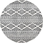 SAFAVIEH Tulum Collection Area Rug - 12' Round, Ivory & Black, Moroccan Boho Tribal Design, Non-Shedding & Easy to Clean, Ideal for Living Room, Bedroom, Dining Space (TUL272B)