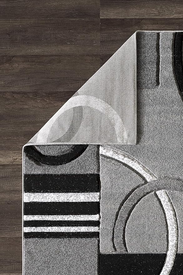 GLORY RUGS Area Rug Modern Soft Hand Carved Contemporary Floor Carpet with Premium Fluffy Texture for Indoor Living Dining Room and Bedroom Area (4x6, Grey Black)