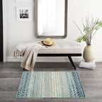 Geometric Moroccan Small Rug 2x3, Soft Non-Slip Distressed Retro Blue Rug Front Door Mat, Machine Washable Kitchen Rug Indoor Door Mats for Entryway Bedroom Bathroom Kitchen