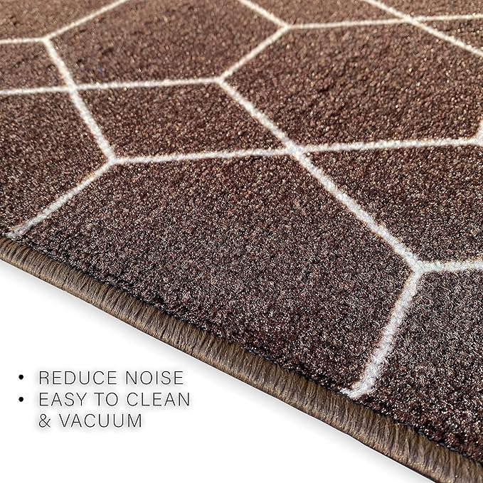 Custom Made Runner Rug for Kitchen Foyer Hallway Entry Choose Your Length Size 26 Inch Wide Geometric Lattice Design Brown Color (21 feet x 26 inch)