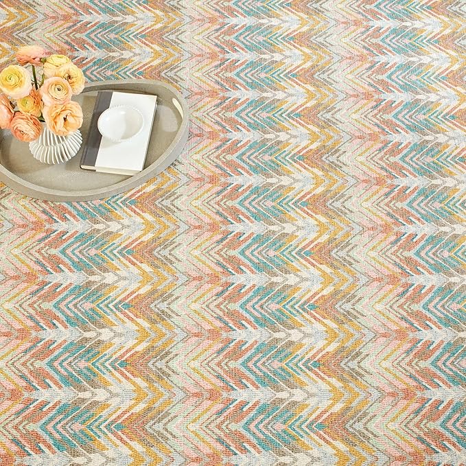 Dash & Albert Seneca Stone Machine Washable Rug, Runner-2.5 X 8 Feet, Multi Graphic Pattern
