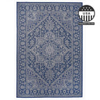 FH Home Flat Woven Outdoor Rug - Waterproof, Easy to Clean, Stain Resistant - Premium Polypropylene Yarn - Vintage - Large Patio, Deck, Sunroom - Amol - Blue - 7ft 10 in x 10ft 9in