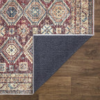 Bloom Rugs Caria Washable Non-Slip 4x6 Rug - Dark Red/Multicolor Traditional Area Rug for Living Room, Bedroom, Dining Room, and Kitchen - Exact Size: 4' x 6'