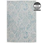 FH Home Flat Woven Outdoor Rug - Waterproof, Easy to Clean, Stain Resistant - Premium Polypropylene Yarn - Distressed Farmhouse - Patio, Deck, Porch, Balcony - Granada - Aqua - 3ft 11in x 5ft 6in