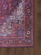 Fame Rugs Turkish Rug. Washable Vintage Oriental Antique Inspired Traditional Doormat Small Modern Area Rugs Luxury Entryway Entry Bedroom Bathroom Kitchen (398RR, 2'5 x 13'1)