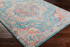 Livabliss Area Rugs - 3x7 Romaine Vintage Boho Navy Sky Blue Rose Runner Area Rug for Living Room Bedroom - Floral Medallion Stain Resistant Carpet for Kitchen, Nursery, Office (2'7" x 7'6", Runner)