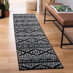 SAFAVIEH Tulum Collection Runner Rug - 2' x 11', Black & Ivory, Moroccan Boho Tribal Design, Non-Shedding & Easy to Clean, Ideal for Living Room, Hallway, Foyer, Entryway, Bedroom (TUL272Z)