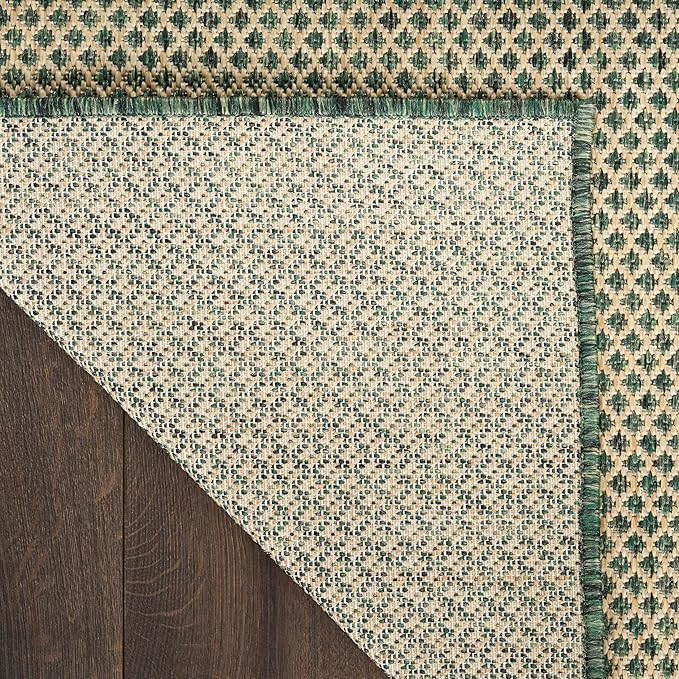 Nourison Home Courtyard Green 9' x 12' Area Rug - Easy Clean, Non Shedding, Bed Room, Living Room, Dining Room, Kitchen (9' x 12')