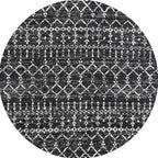 JONATHAN Y Boho Vintage Diamond Black/Ivory Round Area Rug 5 ft, Moroccan Hype for Living Room, Bedroom, Kitchen, Office, Easy-Cleaning, High Traffic, Pet-Friendly, Non-Shedding (MOH101D-5R)