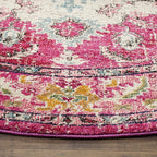 SAFAVIEH Monaco Collection Area Rug - 5' Round, Pink & Multi, Boho Chic Medallion Distressed Design, Non-Shedding & Easy Care, Ideal for High Traffic Areas in Living Room, Bedroom (MNC243D)