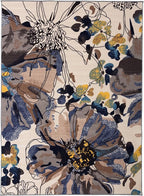 Rugshop Cream Bright Flowers Non Slip Non-Shedding Area Rug for Bedroom, Study and Living Room, 4' x 6'
