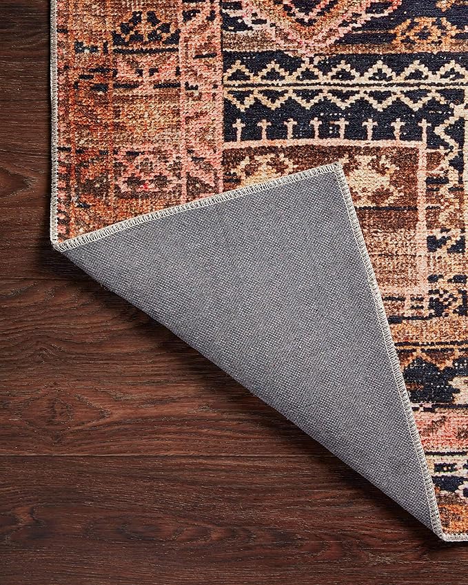 Loloi Layla Collection LAY-14 Mocha/Blush 2'-6" x 12'-0" .13" Thick Runner Rug, Soft, Durable, Vintage Inspired, Distressed, Low Pile, Non-Shedding, Easy Clean, Printed, Living Room Rug