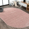 JONATHAN Y Haze Solid Low-Pile Pink 4x6 Oval Indoor Area Rug, Coastal,Bohemian,Minimalist,Classic, Easy-Cleaning for Living Room,Bedroom,Kitchen,Pet Friendly,Non-Shedding (SEU100P-4OV)