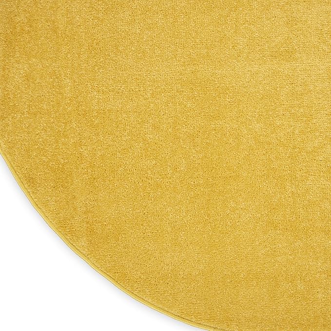 Nourison Home Nourison Essentials Yellow 6' x Round Area Rug - Easy Clean, Non Shedding, Bed Room, Living Room, Dining Room, Kitchen (6' x Round)