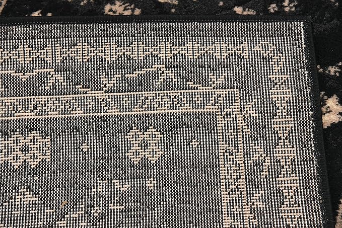 Unique Loom Taftan Collection Border Geometric Tribal Inspired Design Area Rug (2' 2 x 8' 2 Runner, Black/ Gray)