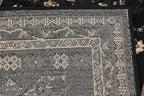 Unique Loom Taftan Collection Border Geometric Tribal Inspired Design Area Rug (2' 2 x 8' 2 Runner, Black/ Gray)