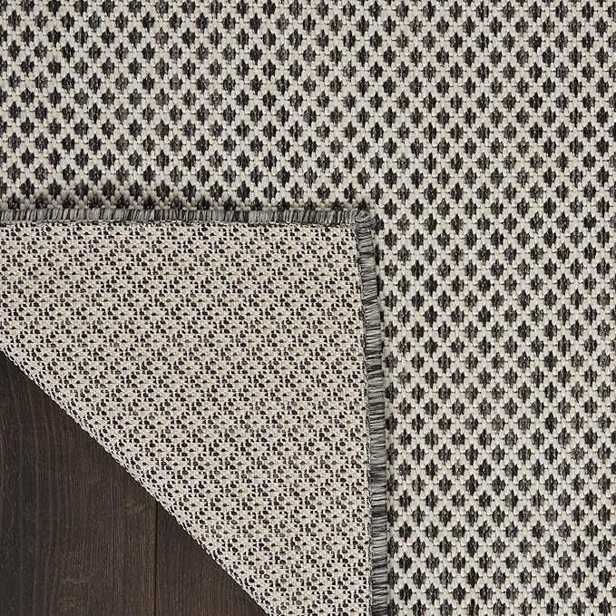 Nourison Home Courtyard Ivory Charcoal 2'2" x 8' Area Rug - Easy Clean, Non Shedding, Bed Room, Living Room, Dining Room, Kitchen (8' Runner)