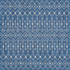 Unique Loom Outdoor Trellis Collection Area Rug - Tribal Trellis (6' 1" Square, Blue/ Ivory)