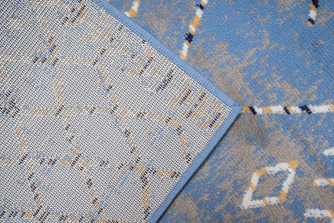 Furnish my Place Trellis Pattern Rug - 5 ft. x 8 ft, Light Blue, Bohemian Rug with Transitional Design