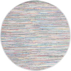 SAFAVIEH Rag Rug Collection 6' Round Grey/Multi RAR121M Handmade Boho Stripe Cotton Area Rug