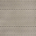 Unique Loom Outdoor Trellis Collection Area Rug - Tribal Trellis (13' Square, Gray/ Black)