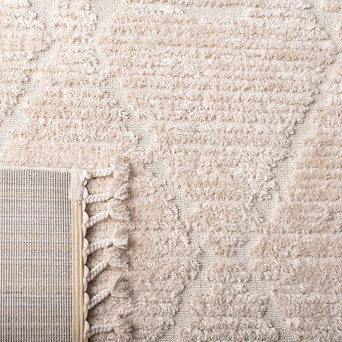 SAFAVIEH Marrakesh Collection Runner Rug - 2'2" x 18', Beige, Moroccan Boho Braided Tassel Design, Ideal for High Traffic Areas in Living Room, Bedroom, Dining Room (MRK517C-218)