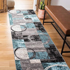 Rugshop Contemporary Abstract Circle Design Soft Runner Rug 2' x 7'2" Gray