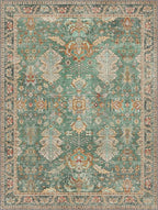 Bavni Washable Rug-9x12 Area Rugs for Bedroom Non-Slip, Ultra Thin Low Pile Living Room Rug, Modern Printed Decorative Rug for Dinning Room Office, Sage/Gold