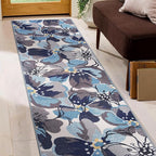 Rugshop Modern Large Floral Non-Slip (Non-Skid) Area Rug Runner 2' X 7' (22" X 84") Gray-Blue
