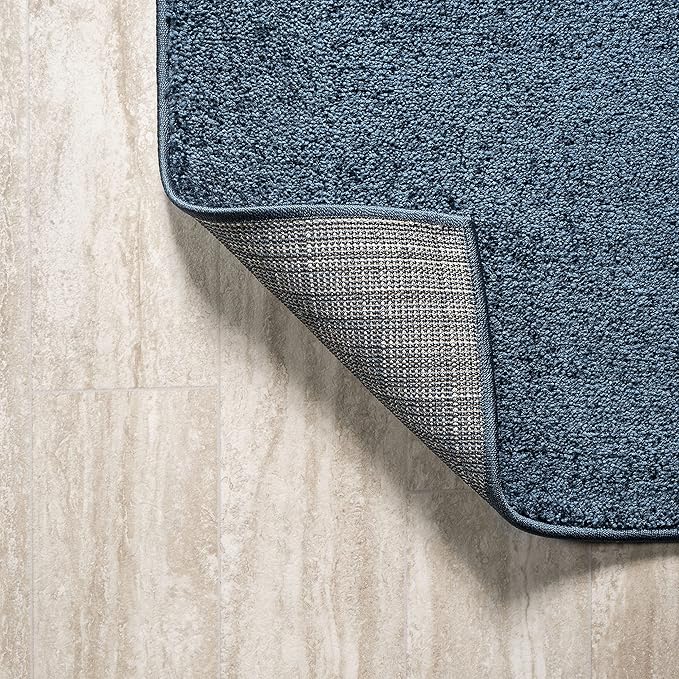Eyely UES100C-15 Supersoft Haze Solid Low-Pile Indoor Area Rug, Coastal, Bohemian, Minimalist, Classic, Casual for Bedroom,Kitchen,Living Room,Non Shedding,Easy-Washing, Blue, 12 X 15
