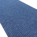 English Home Custom Size Non Slip Striped Design Durable PVC Non Slip Backing Tough Pile Runner Rug for Hallway, Outdoor, Indoor, Commercial, Residential, Pool, Office (Dark Blue, 36" x 12')
