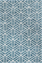 Rugs.com Lattice Trellis Collection Rug – 6' x 9' Blue Low-Pile Rug Perfect for Living Rooms, Large Dining Rooms, Open Floorplans