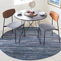 SAFAVIEH Rag Rug Collection 4' Round Ink / Multi RAR121C Handmade Boho Stripe Cotton Area Rug
