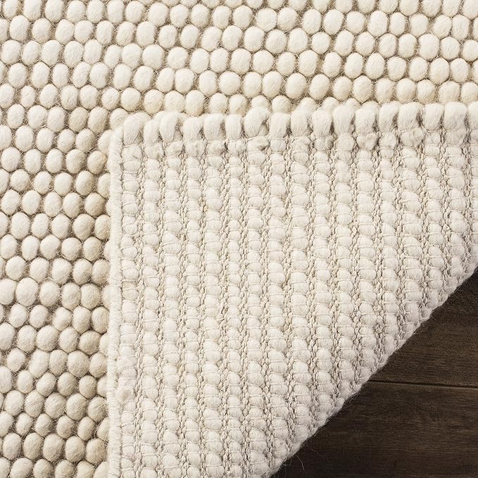 SAFAVIEH Natura Collection Area Rug - 10' Square, Ivory, Handmade Wool Blend, Textured Design, Ideal for Living Room, Bedroom, Dining Space (NAT620A)
