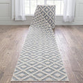 Well Woven Custom Size Runner - Choose Your Length - Ainsley Blue Diamond Trellis Geometric Tribal - 31 Inches Wide x 6 Feet Long Runner (31" x 6' Runner) Rug