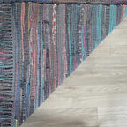 SAFAVIEH Rag Rug Collection Area Rug - 10' x 14', Aqua & Multi, Handmade Boho Stripe Cotton, Ideal for High Traffic Areas in Living Room, Bedroom (RAR121K)