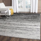 SAFAVIEH Adirondack Collection Area Rug - 8' Square, Silver & Black, Modern Ombre Design, Non Shedding & Easy to Clean, Ideal for Living Room, Bedroom, Office, Dining Space (ADR113A)