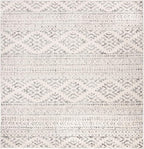 SAFAVIEH Tulum Collection Area Rug - 6'7" Square, Ivory & Grey, Moroccan Boho Tribal Design, Non-Shedding & Easy to Clean, Ideal for Living Room, Bedroom, Dining Space (TUL272A)