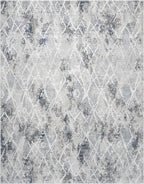 Adel Modern Area Rug for Living Room, 8x10 Rustic Distressed Abstract Large Blue Rug, Medium Pile Stain Resistant Carpet for Bedroom, Dining Room or Kitchen (8' x 10', Blue)