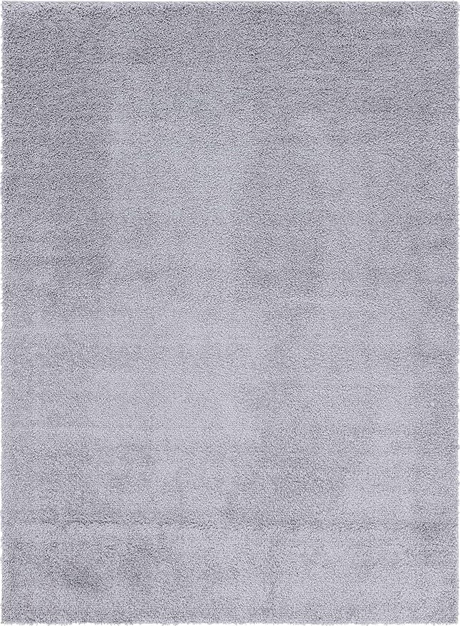 Unique Loom Davos Shag Collection Area Rug - Solid (9' x 12' Rectangle, Sterling)