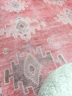 Fame Rugs Turkish Rug. Washable Vintage Oriental Antique Inspired Traditional Doormat Small Modern Area Rugs Luxury Entryway Entry Bedroom Bathroom Kitchen (379PP, 2'5 x 6'9)