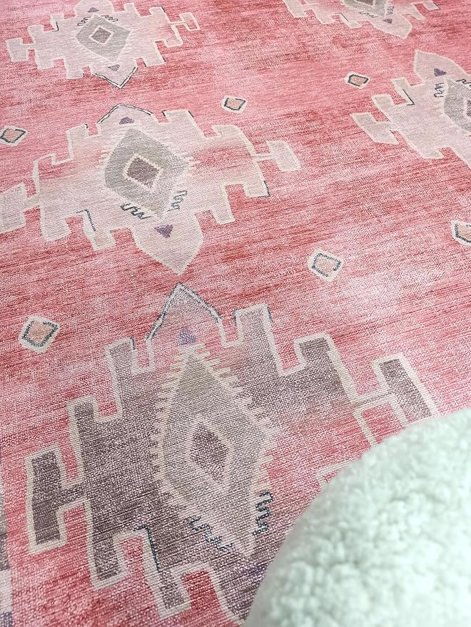 Fame Rugs Turkish Rug. Washable Vintage Oriental Antique Inspired Traditional Doormat Small Modern Area Rugs Luxury Entryway Entry Bedroom Bathroom Kitchen (379PP, 2'5 x 13'1)