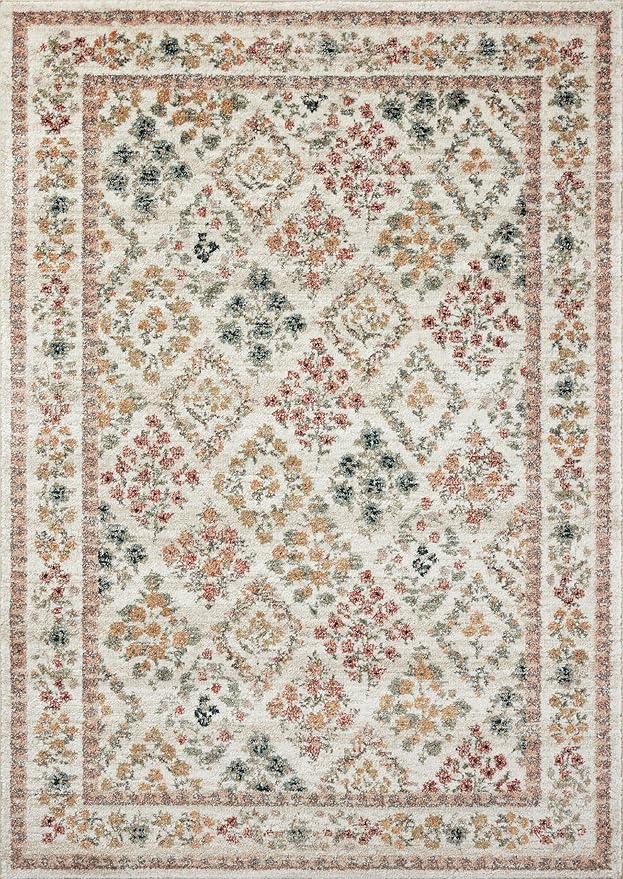 Loloi Rifle Paper Co. Laurel Collection LAU-04 Cream/Multi 5'-3" x 7'-8" Area Rug